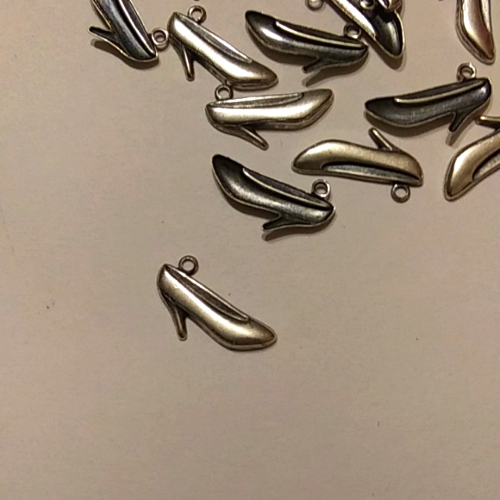 Cinderella slipper charm silver tone lot of 24